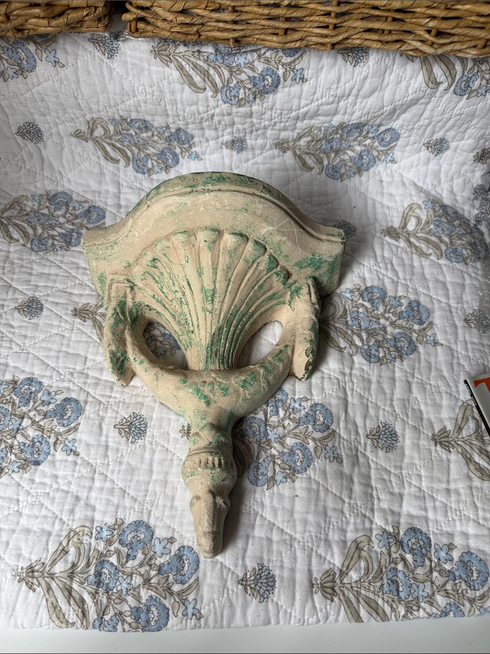 Vintage stone Green and Cream Decorative Wall Hook